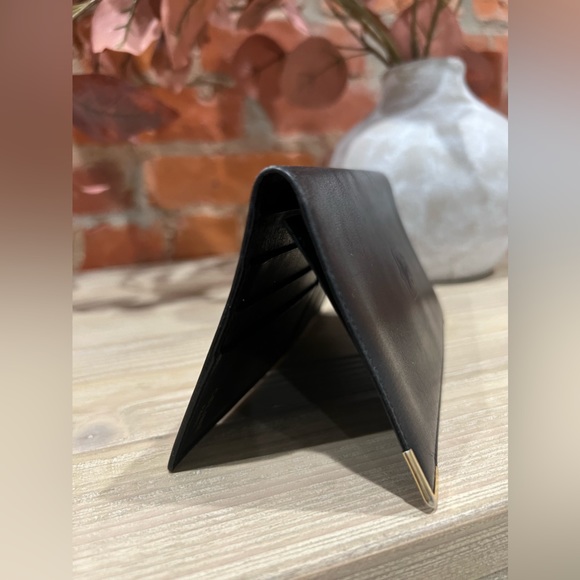 CELINE Black & Gold Leather Embossed Signature Macadam Design Slim Long Wallet - Picture 13 of 14